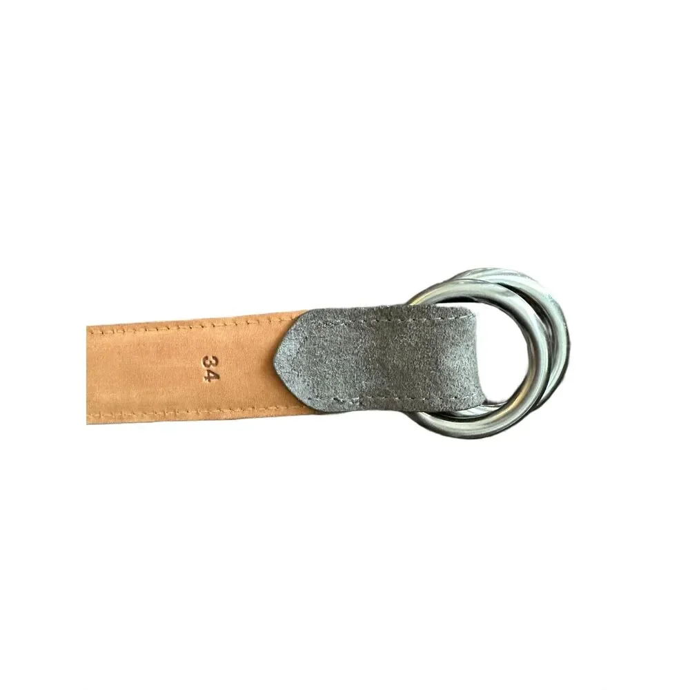 W. Kleinberg Suede Belt with O-ring Buckles Charcoal 34 Inches